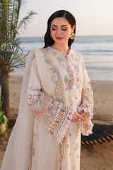 QALAMQAR-3PC LAWN CHIKANKAARI EMBROIDERED SHIRT WITH KHAADI NET EMBROIDERED DUPATTA AND TROUSER-NC-2692