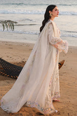 QALAMQAR-3PC LAWN CHIKANKAARI EMBROIDERED SHIRT WITH KHAADI NET EMBROIDERED DUPATTA AND TROUSER-NC-2692