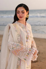 QALAMQAR-3PC LAWN CHIKANKAARI EMBROIDERED SHIRT WITH KHAADI NET EMBROIDERED DUPATTA AND TROUSER-NC-2692