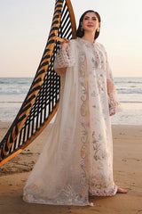 QALAMQAR-3PC LAWN CHIKANKAARI EMBROIDERED SHIRT WITH KHAADI NET EMBROIDERED DUPATTA AND TROUSER-NC-2692