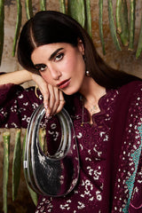 SAPPHIRE-3PC LAWN LASER WORK EMBROIDERED SHIRT WITH KHADDI NET EMBROIDERED DUPATTA AND TROUSER-NC-2666