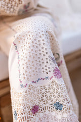 QALAMQAR-3PC CHIKANKARI LAWN EMBROIDERED WITH ORGANZA EMBROIDERED DUPATTA & TROUSER -NC-2621