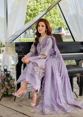 ELAF-3PC LAWN LASERCUTWORK EMBROIDERED SHIRT WITH KHAADI NET EMBROIDERED DUPATTA AND TROUSER-NC-2680