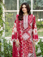 BIN ILYAS-3PC LAWN HEAVY EMBROIDERED SHIRT WITH KHADDI NET EMBROIDERED DUPATTA & LAWN TOUSER-NC-2624