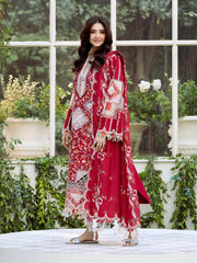 BIN ILYAS-3PC LAWN HEAVY EMBROIDERED SHIRT WITH KHADDI NET EMBROIDERED DUPATTA & LAWN TOUSER-NC-2624