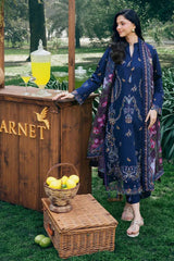 GARNET-3PC LAWN EMBROIDERED SHIRT WITH CHIFFON PRINT DUPATTA AND EMB TROUSER-NC-2638