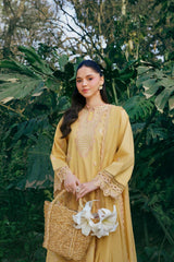 GARNET-3PC LAWN EMBROIDERED SHIRT WITH KHAADI NET EMBROIDERED DUPATTA AND TROUSER-NC-2631