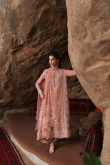 QALAMQAR-3PC LAWN EMBROIDERED SHIRT WITH KHAADI NET EMBROIDERED DUPATTA AND TROUSER-NC-2654