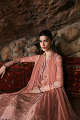 QALAMQAR-3PC LAWN EMBROIDERED SHIRT WITH KHAADI NET EMBROIDERED DUPATTA AND TROUSER-NC-2654