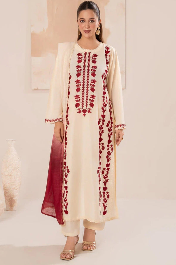 IZEL-3PC LAWN EMBROIDERED SHIRT WITH CHIFFON TYE&DYE DUPATTA AND TROUSER-NC-4649