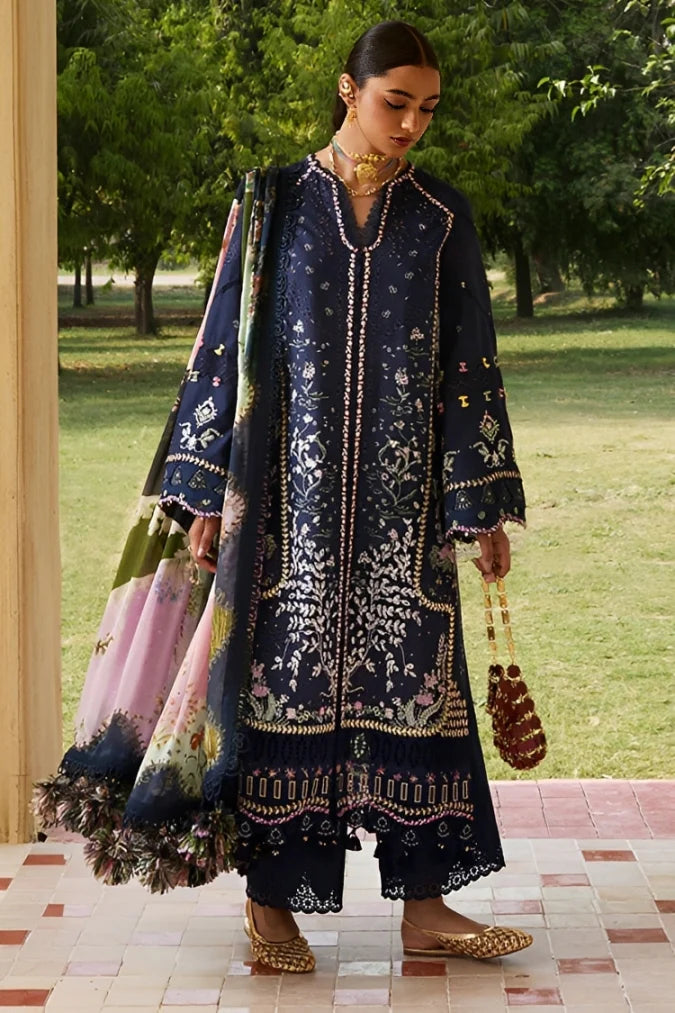 MIRANA-3PC LAWN EMBROIDERED SHIRT WITH BAMBER CHIFFON DUPATTA AND TROUSER-NC-2631