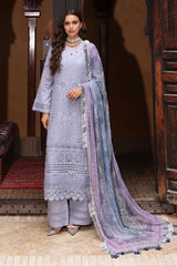 NUREH-3PC LAWN CHIKANKAARI EMBROIDERED SHIRT WITH CHIFFON PRINTED DUPATTA AND TRPUSER-NC-2653