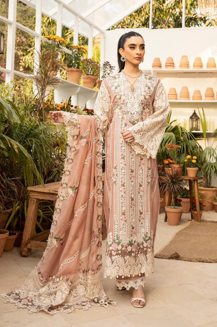 ELAF-3PC LAWN CHIKAN EMBROIDERED SHIRT WITH KHADDI NET EMBROIDERED DUPATTA AND TROUSER-NC-2667