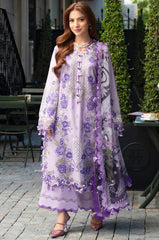 JADE-3PC LAWN CHIKANKAARI EMBROIDERED SHIRT WITH CHIFFON PRINTED DUPATTA AND TROUSER-NC-2694