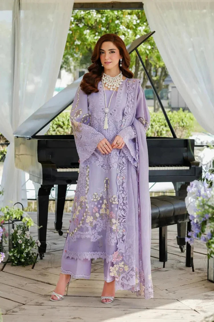 ELAF-3PC LAWN LASERCUTWORK EMBROIDERED SHIRT WITH KHAADI NET EMBROIDERED DUPATTA AND TROUSER-NC-2680