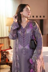 JADE-3PC LAWN CHIKAN EMBROIDERED SHIRT WITH CHIFFON PRINTED DUPATTA AND TROUSER-NC-2616