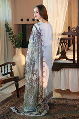 JADE-3PC LAWN EMBROIDERED SHIRT WITH CHIFFON PRINTED DUPATTA AND TROUSER-NC-2627
