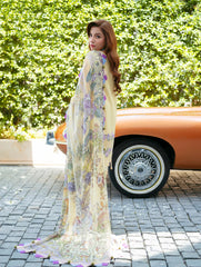 JADE-3PC LAWN CHIKANKAARI EMBROIDERED SHIRT WITH CHIFFON PRINT DUPATTA AND TROUSER-NC-2676