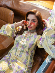 JADE-3PC LAWN CHIKANKAARI EMBROIDERED SHIRT WITH CHIFFON PRINT DUPATTA AND TROUSER-NC-2676
