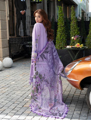 JADE-3PC LAWN CHIKANKAARI EMBROIDERED SHIRT WITH CHIFFON PRINTED DUPATTA AND TROUSER-NC-2694
