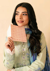 QALAMQAR-3PC LAWN EMBROIDERED SHIRT WITH CHIFFON PRINTED DUPATTA AND EMB TROUSER-NC-2616