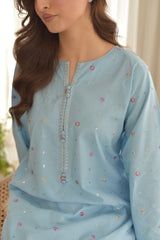 SAPPHIRE-3PC LAWN EMBROIDERED SHIRT WITH CHIFFON PRINTED DUPATTA AND EMB TROUSER-NC-2666