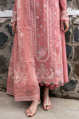 QALAMQAR-3PC LAWN EMBROIDERED SHIRT WITH KHAADI NET EMBROIDERED DUPATTA AND TROUSER-NC-2636