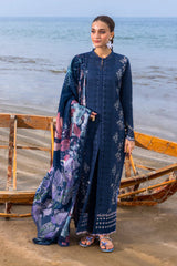 RANG RASIYA-3PC LAWN CHIKAN EMBROIDERED SHIRT WITH CHIFFON PRINTED DUPATTA AND TROUSER-NC-2659