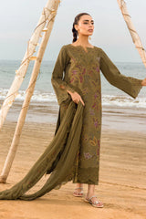 RANG RASIYA-3PC LAWN EMBROIDERED SHIRT WITH CHIFOON EMBROIDERED DUPATTA AND TROUSER-NC-2614