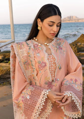 CRIMSON-3PC LAWN CHIKAANKARI EMBROIDERED SHIRT WITH CHIFOON PRINTED EMB DUPATTA AND EMB TROUSER-NC-2605