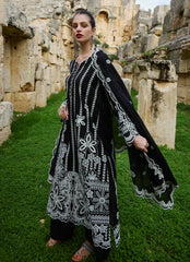 IMAGE-3PC LAWN EMBROIDERED SHIRT WITH CHIFFON EMBROIDERED DUPATTA AND TROUSER-NC-2659