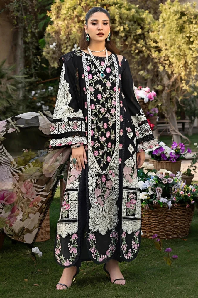 ELAF-3PC LAWN HEAVY EMBROIDERED SHIRT WITH CHIFFON PRINTED DUPATTA AND TROUSER-NC-2623