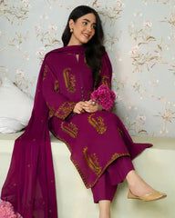 SAPPHIRE-3PC LAWN EMBROIDERED SHIRT WITH BAMBER CHIFFON EMBROIDERED DUPATTA AND LAWN TROUSER-NC-2615