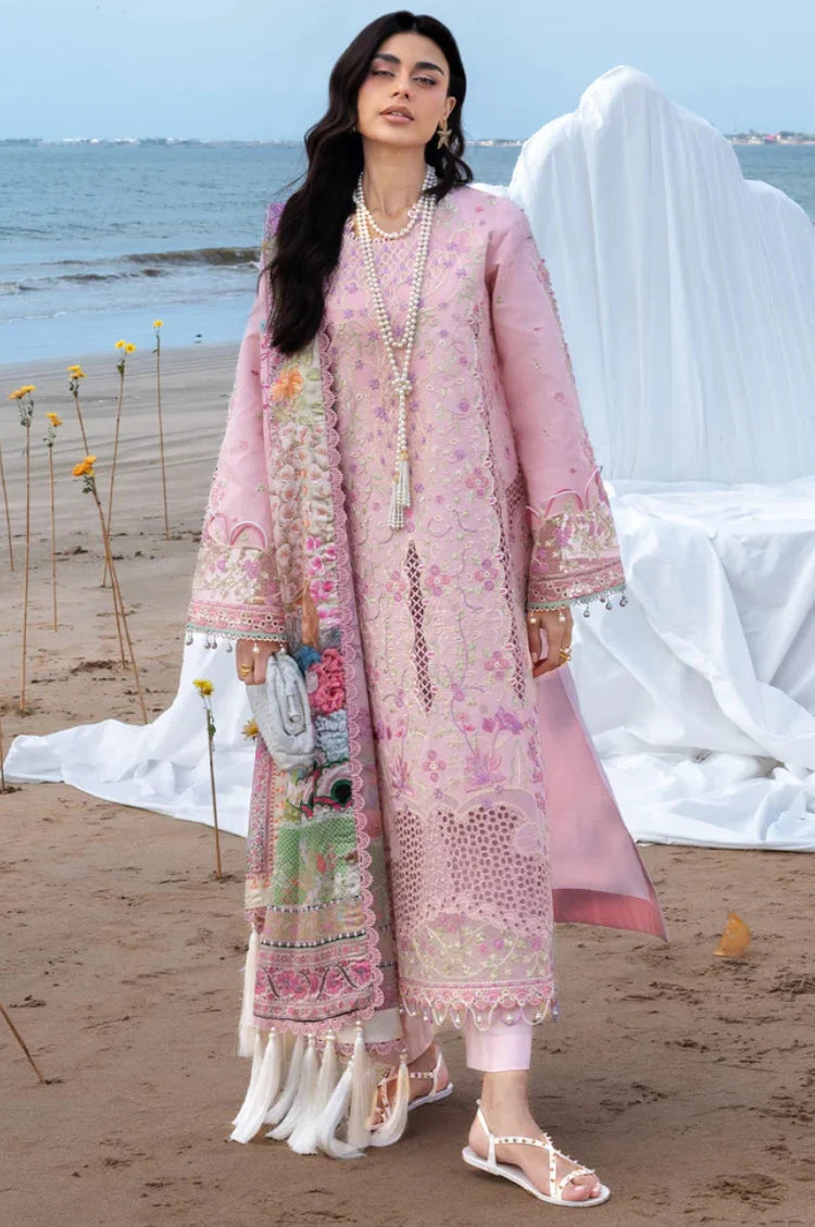 MAHNUR-3PC LAWN CHIKANKAARI EMBROIDERED SHIRT WITH CHIFFON PRINTED DUPATTA AND TROUSER-NC-2687