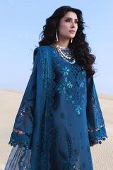 NUREH-3PC LAWN LASERWORK EMBROIDERED SHIRT WITH CHIFFON PRINTED EMB DUPATTA AND TROUSER-NC-2684