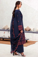 JAZMIN-3PC LAWN EMBROIDERED SHIRT WITH CHIFFON EMBROIDERED DUPATTA AND TROUSER-NC-2611