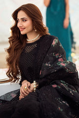 NUREH-3PC LAWN CHIKENKARI LASER EMBROIDERED SHIRT WITH COTTON NET EMBROIDERED PRINT DUPATTA-NC-2623