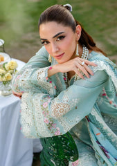 ELAF-3PC LAWN CHIKANKAARI EMBROIDERED SHIRT WITH CHIFFON PRINTED DUPATTA AND TROUSER-NC-2690