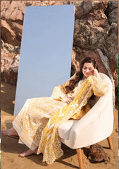 IMROZIA-3PC LAWN CHIKANKARI EMBROIDERED SHIRT WITH KHADDI NET EMB DUPATTA AND EMB TROUSER-NC-4707