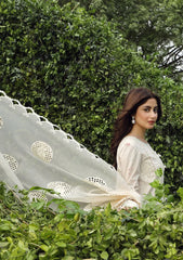 QALAMQAR-3PC LAWN CHIKAANKARI EMBROIDERED SHIRT WITH KHAADI NET EMBROIDERED DUPATTA AND TROUSER-NC-2630