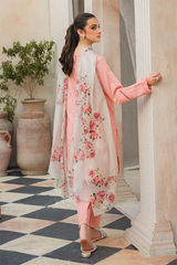 ZIVA-3PC LAWN EMBROIDERED SHIRT WITH CHIFFON PRINTED DUPATTA & TROUSER-NC-2664