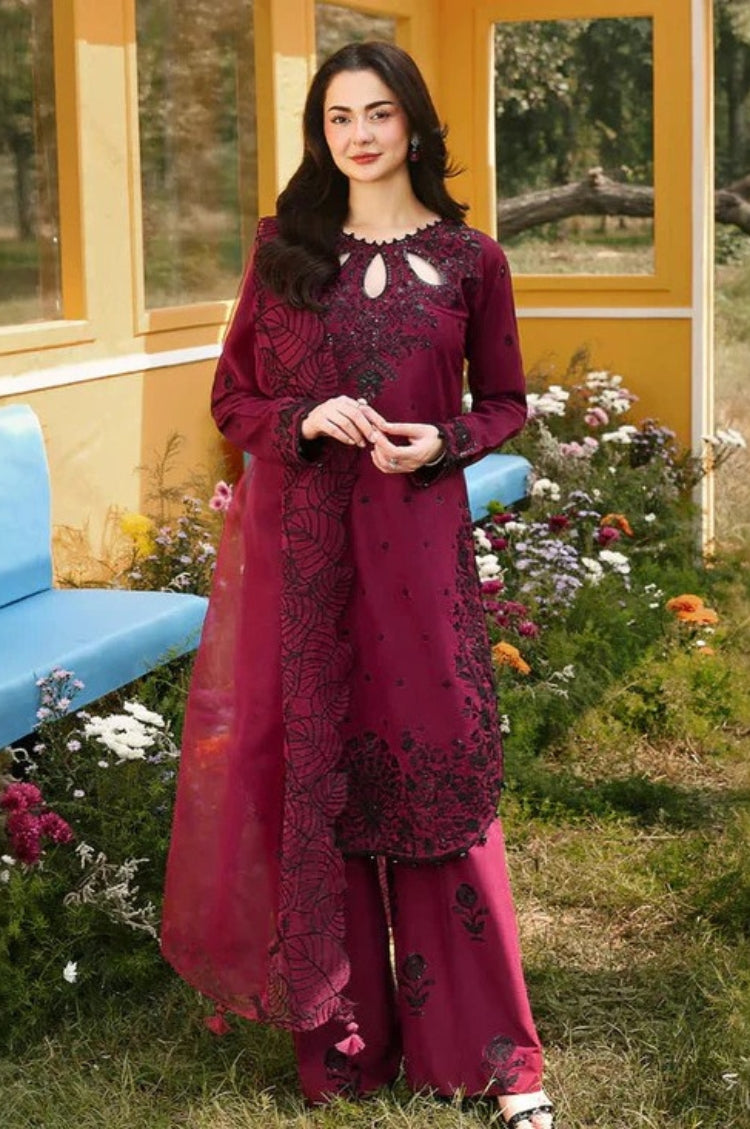 ASIM JOFA-3PC LAWN SEQUIN EMBROIDERED SHIRT WITH KHADDI NET EMB DUPATTA AND EMB TROUSER-NC-4805