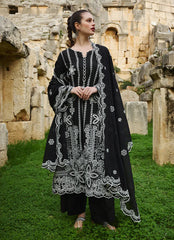 IMAGE-3PC LAWN EMBROIDERED SHIRT WITH CHIFFON EMBROIDERED DUPATTA AND TROUSER-NC-2659