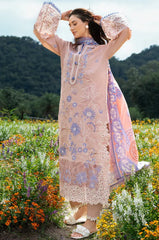 MUSHQ-3PC LAWN LASERWORK EMBROIDERED SHIRT WITH CHIFFON PRINTED DUPATTA AND TROUSER-NC-2682