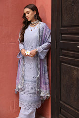 NUREH-3PC LAWN CHIKANKAARI EMBROIDERED SHIRT WITH CHIFFON PRINTED DUPATTA AND TRPUSER-NC-2653