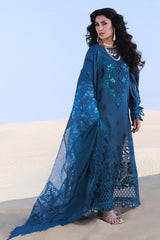 NUREH-3PC LAWN LASERWORK EMBROIDERED SHIRT WITH CHIFFON PRINTED EMB DUPATTA AND TROUSER-NC-2684