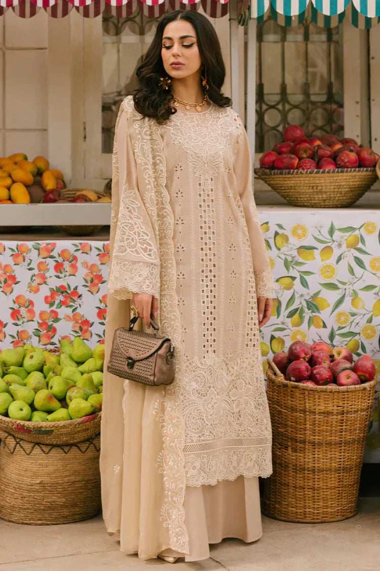 MAHNUR-3PC LAWN CHIKAANKARI EMBROIDERED SHIRT WITH KHADDI NET EMB DUPATTA AND TROUSER -NC-2603