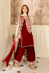 JAZMIN-3PC LAWN EMBROIDERED SHIRT WITH CHIFFON TYE & DYE DUPATTA AND TROUSER -NC-2656