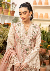 ELAF-3PC LAWN CHIKAN EMBROIDERED SHIRT WITH KHADDI NET EMBROIDERED DUPATTA AND TROUSER-NC-2667