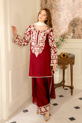 JAZMIN-3PC LAWN EMBROIDERED SHIRT WITH CHIFFON TYE & DYE DUPATTA AND TROUSER -NC-2656